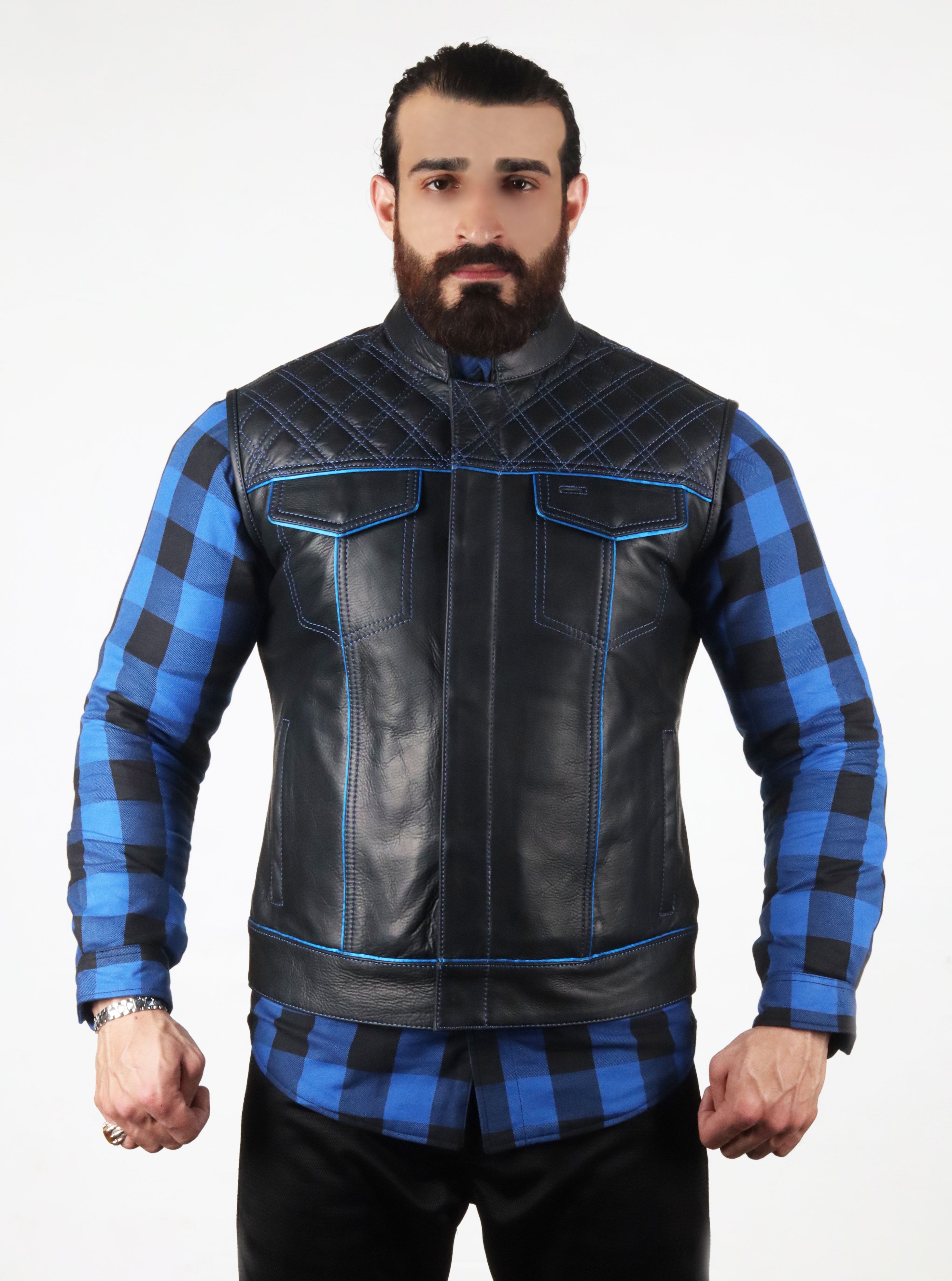 Motorbike Vest Blue & black