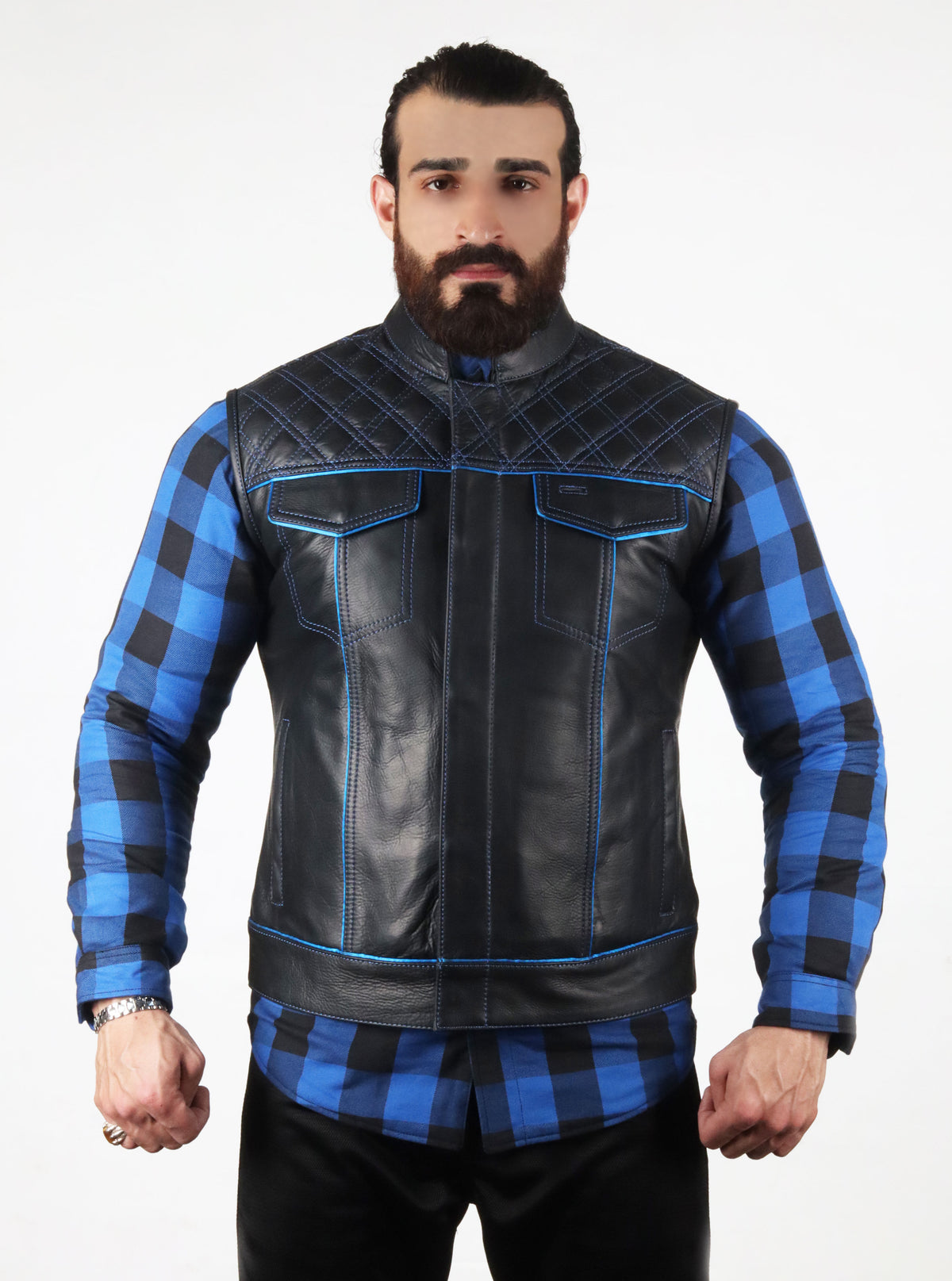 Motorbike Vest Blue & black