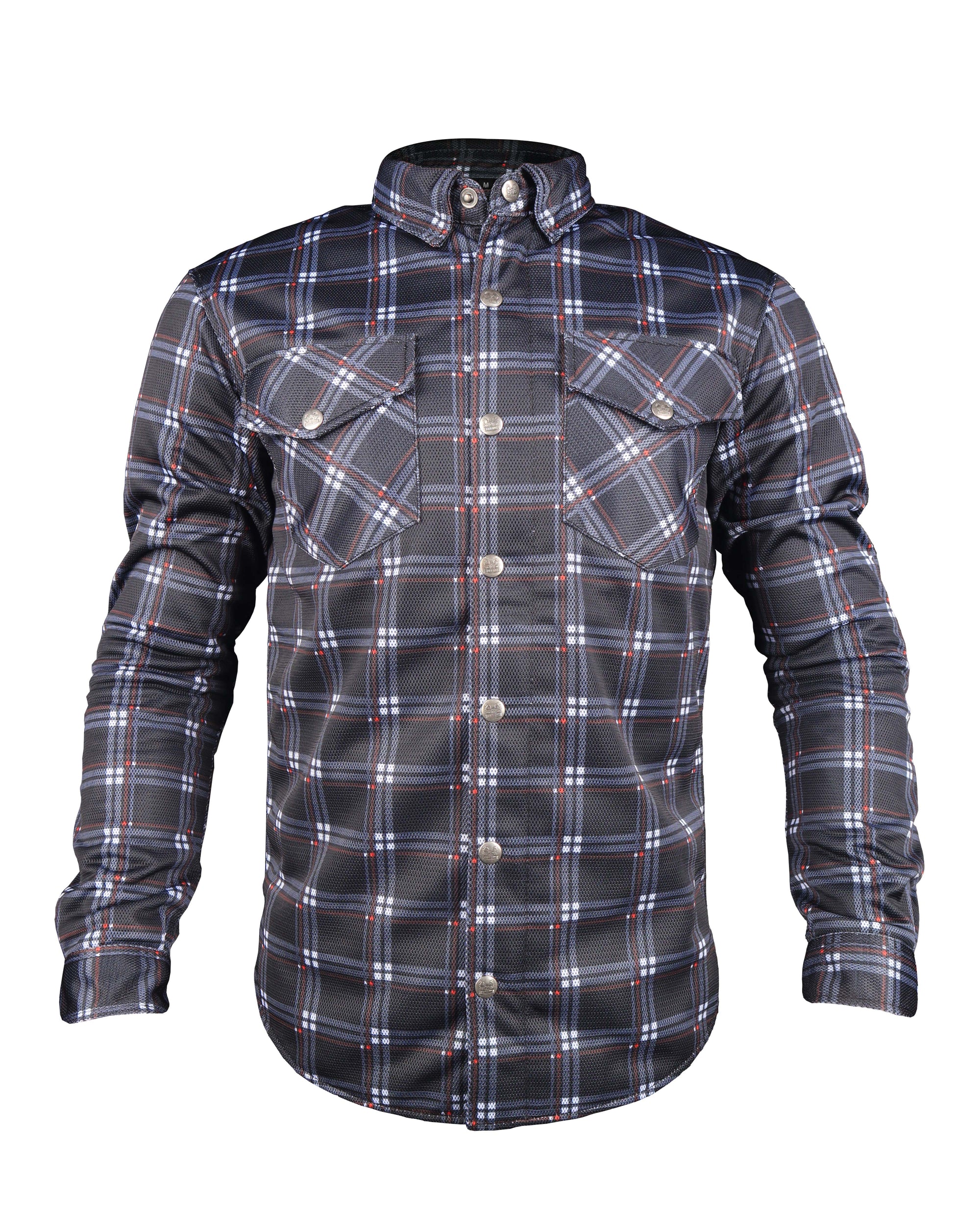 Dark blue check with red boxes Mesh Shirt
