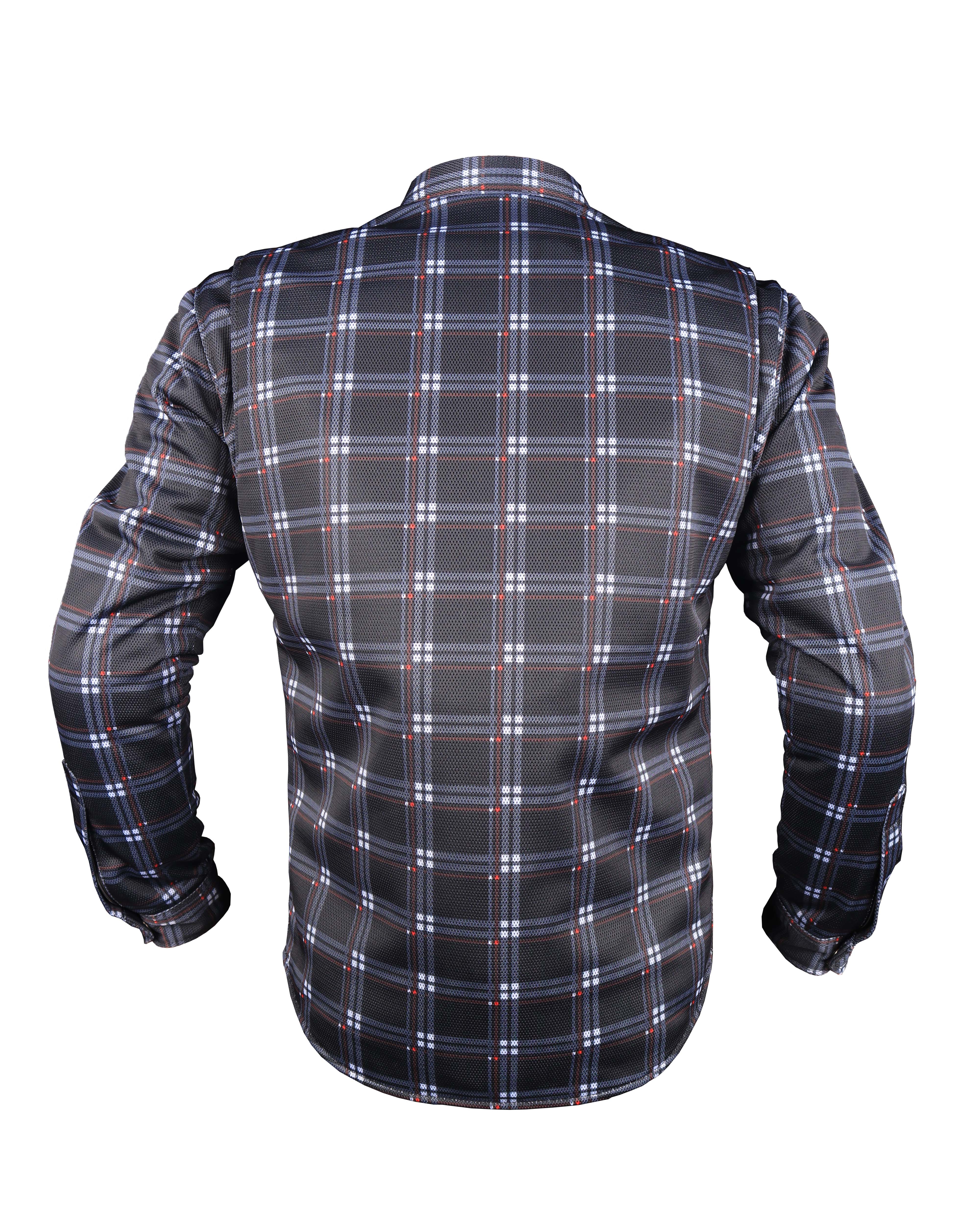 Mesh Shirt Dark Blue Check with Red Boxes