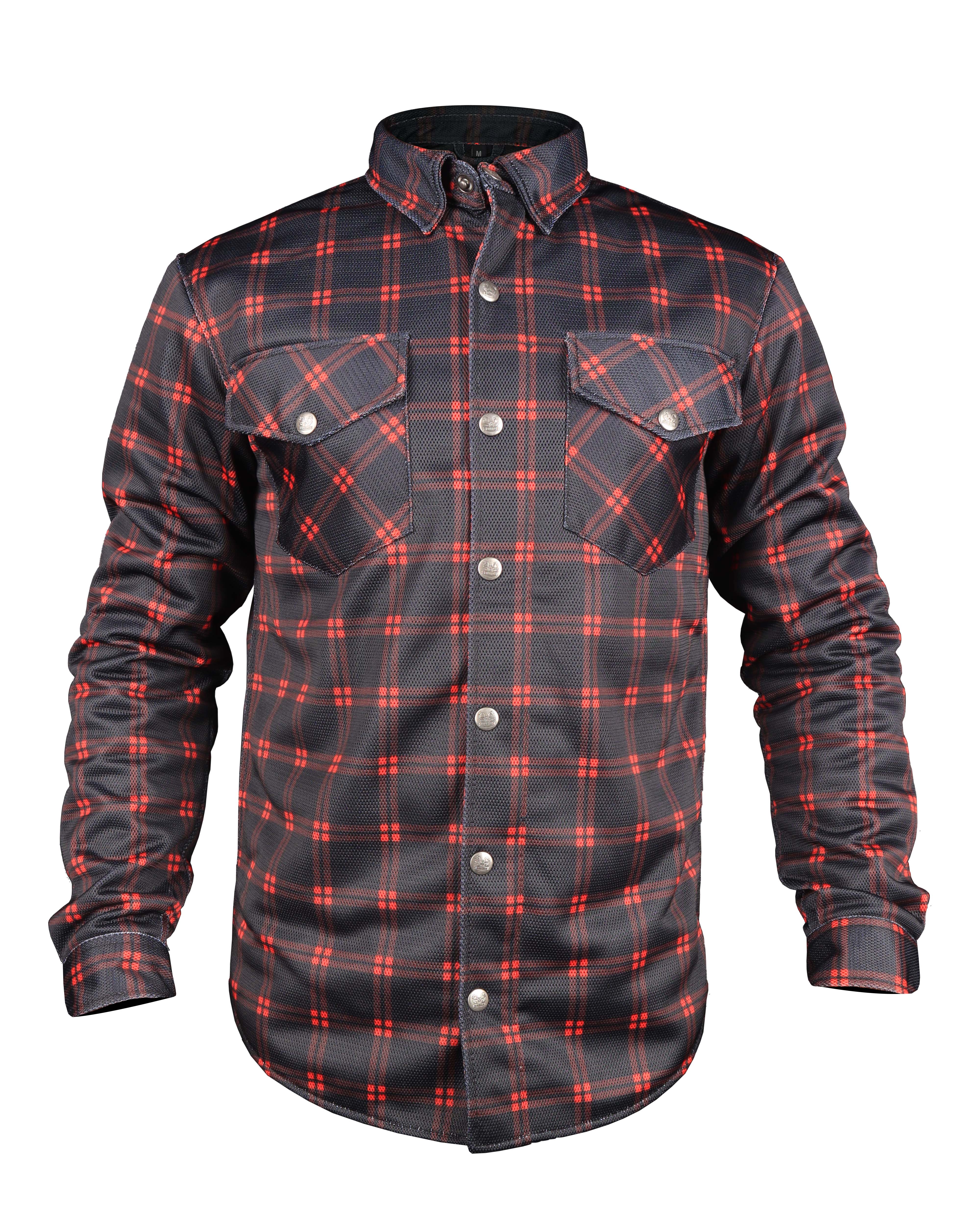 Mesh Shirt Red Lines on Black Check