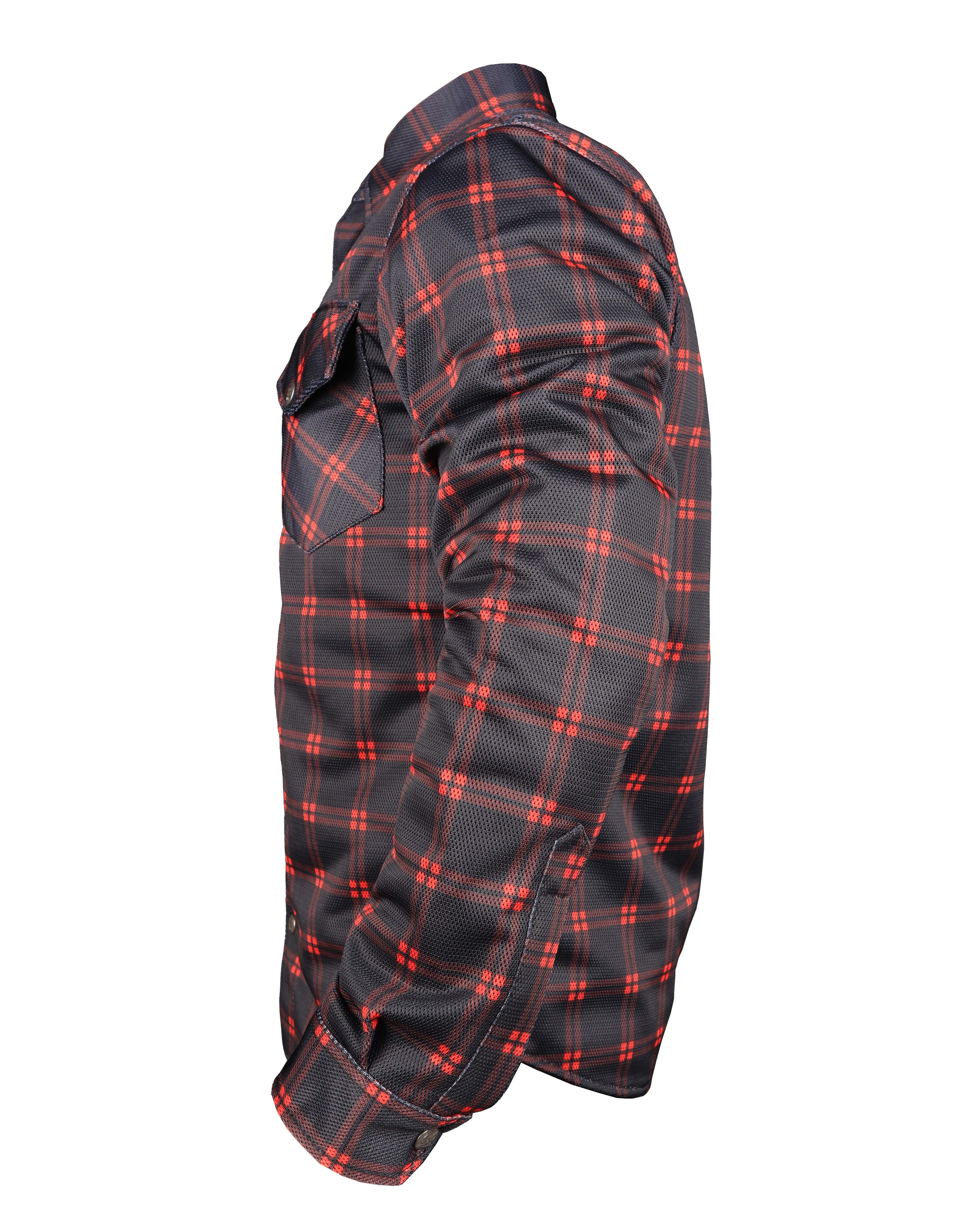 Mesh Shirt Red Lines on Black Check