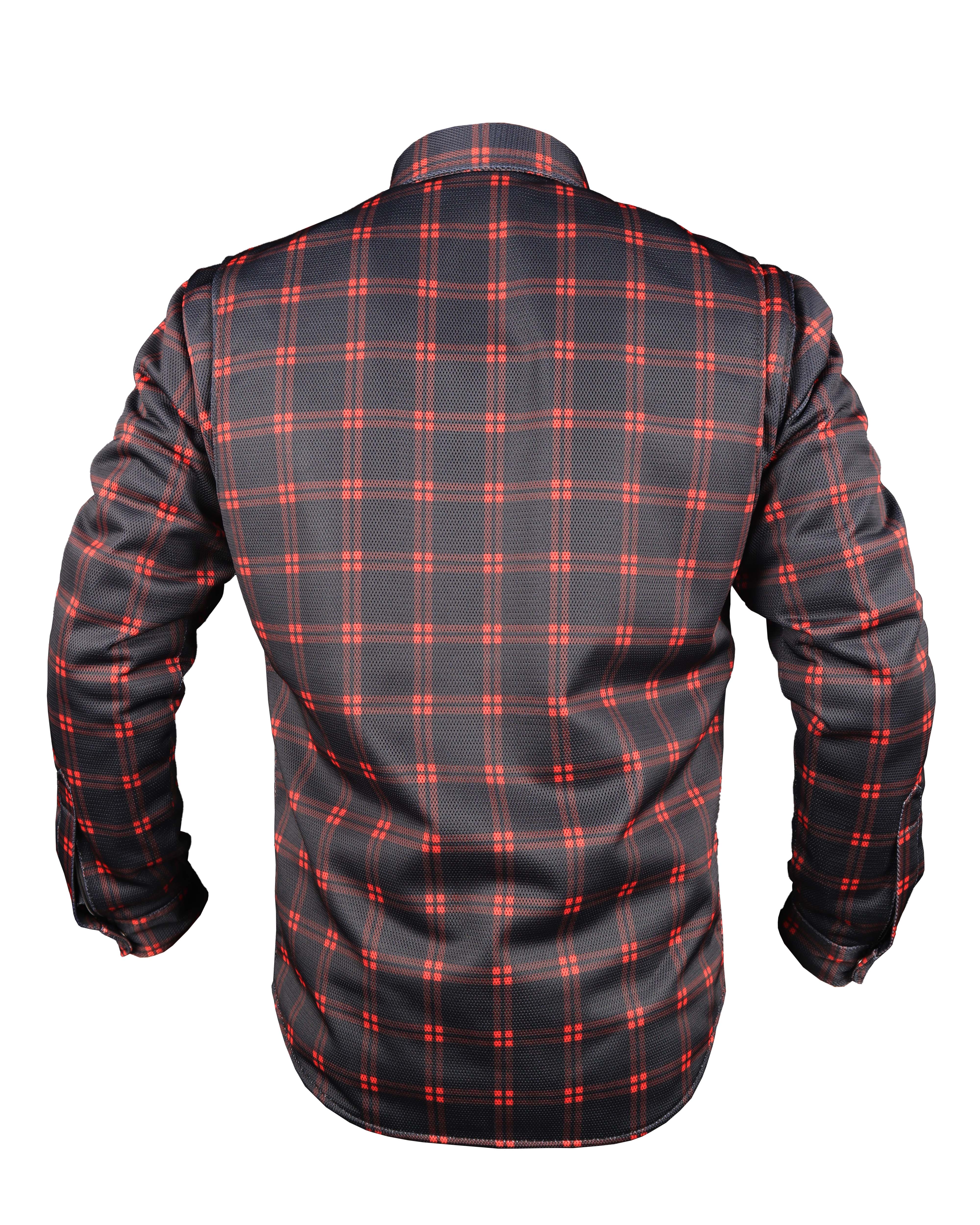 Mesh Shirt Red Lines on Black Check