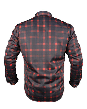 Summer Mesh Shirt Red Lines on Black Check