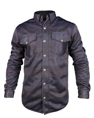 Summer Mesh Shirt Check dark blue with orange lines