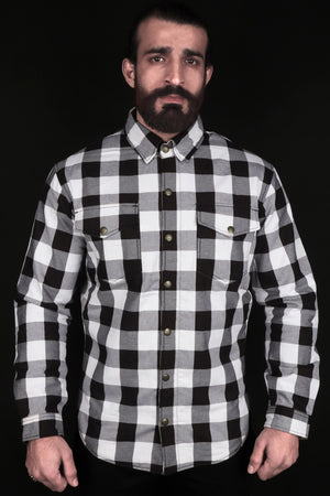 Black and White Flannel- CE AA Rated Fully Kevlar Lined