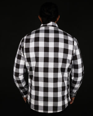 Black and White Flannel- CE AA Rated Fully Kevlar Lined