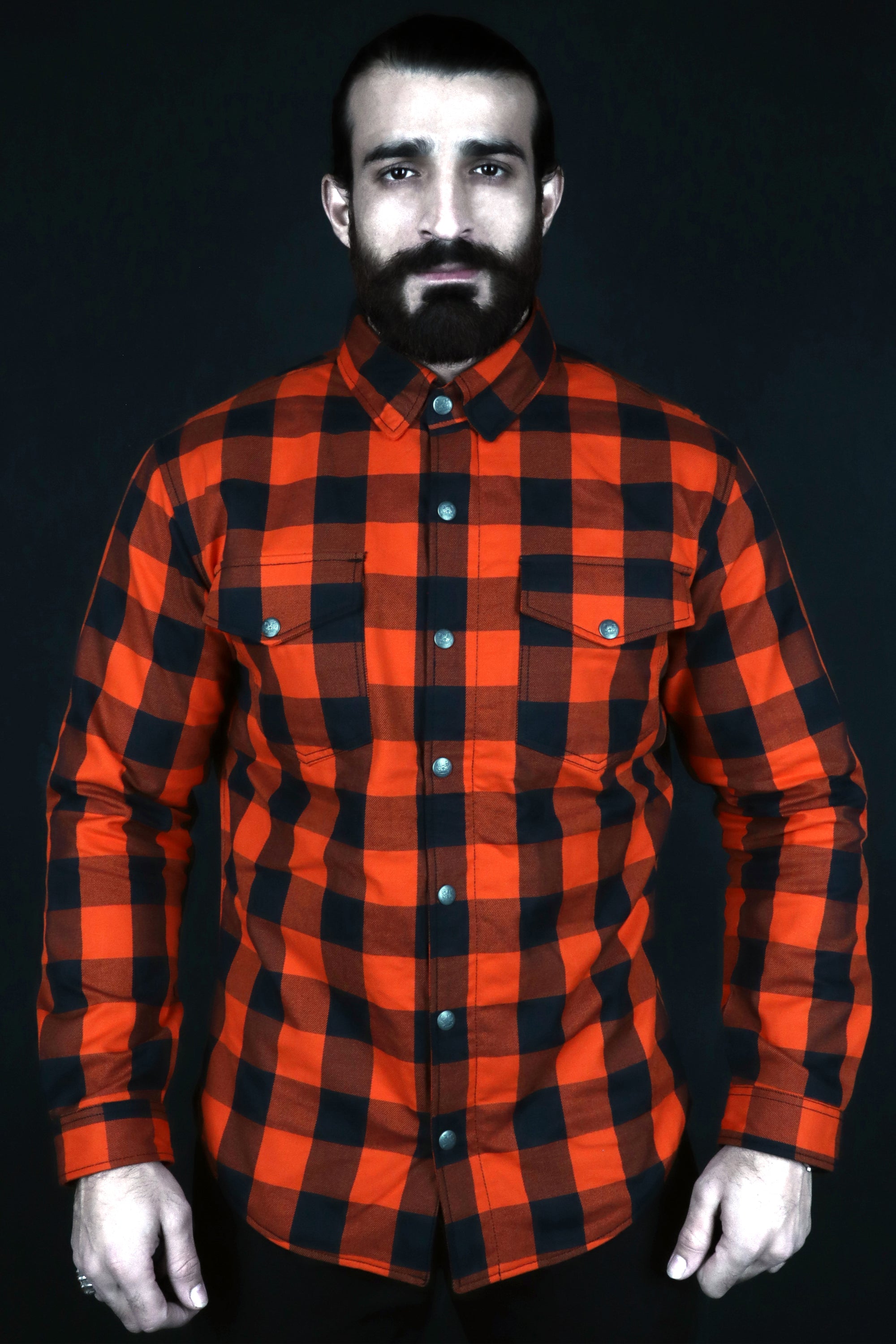 Orange and Black Flannel (Kevlar Lined) - CE AA Rated