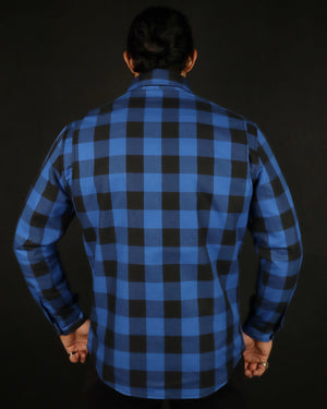 Blue and Black Flannel- CE AA Rated Fully Kevlar Lined