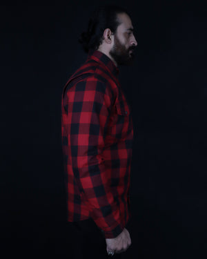 Red and Black Flannel Shirt- CE AA Rated Fully Kevlar Lined