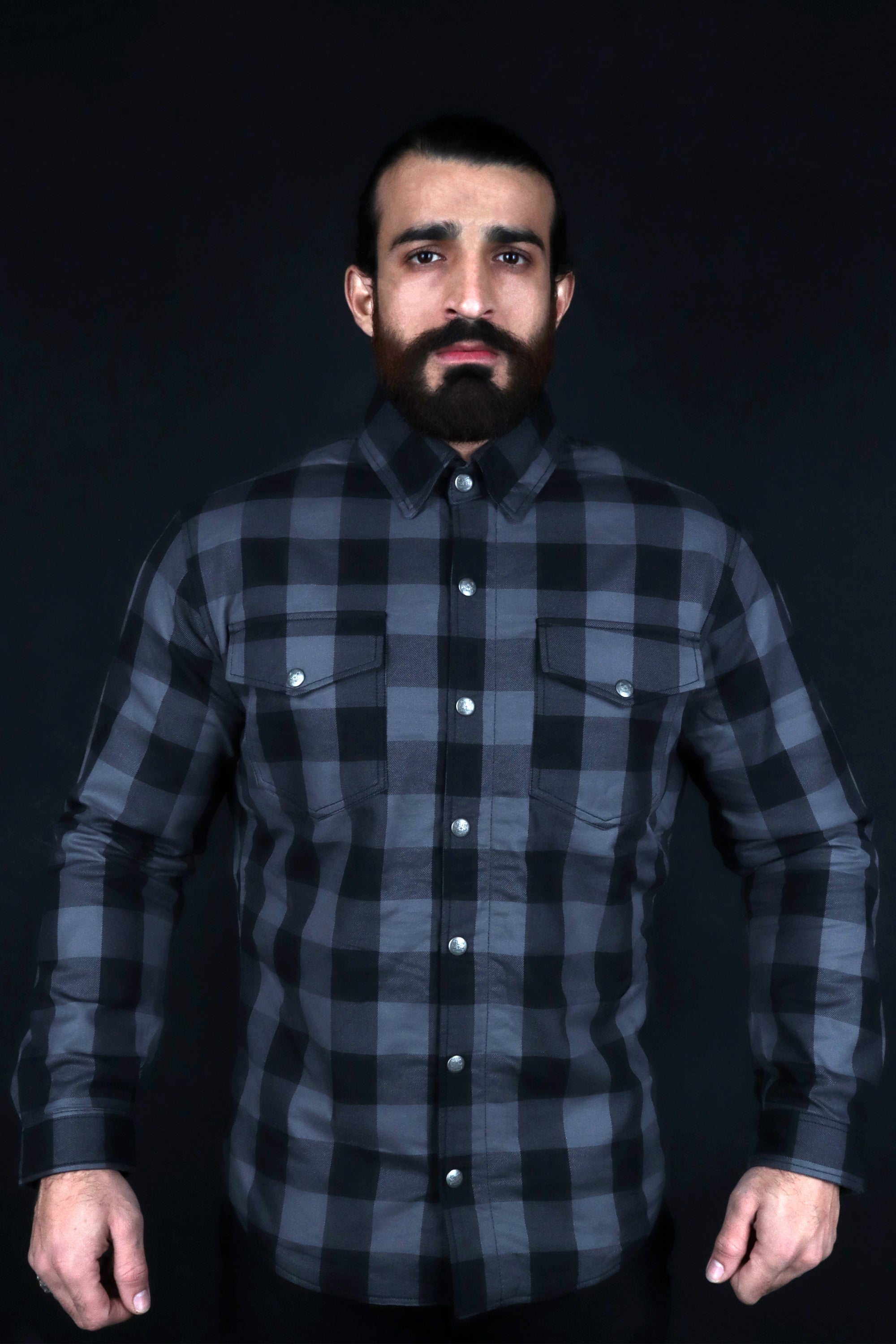 Kevlar Lined Flannel Shirt (Grey-Black) - CE AA Rated