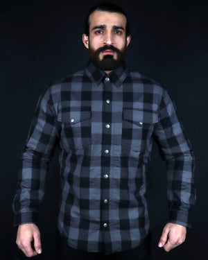 Kevlar Lined Flannel Shirt (Grey-Black) - CE AA Rated