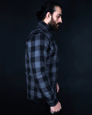 Kevlar Lined Flannel Shirt (Grey-Black) - CE AA Rated