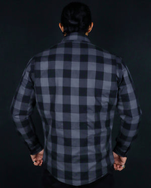 Kevlar Lined Flannel Shirt (Grey-Black) - CE AA Rated