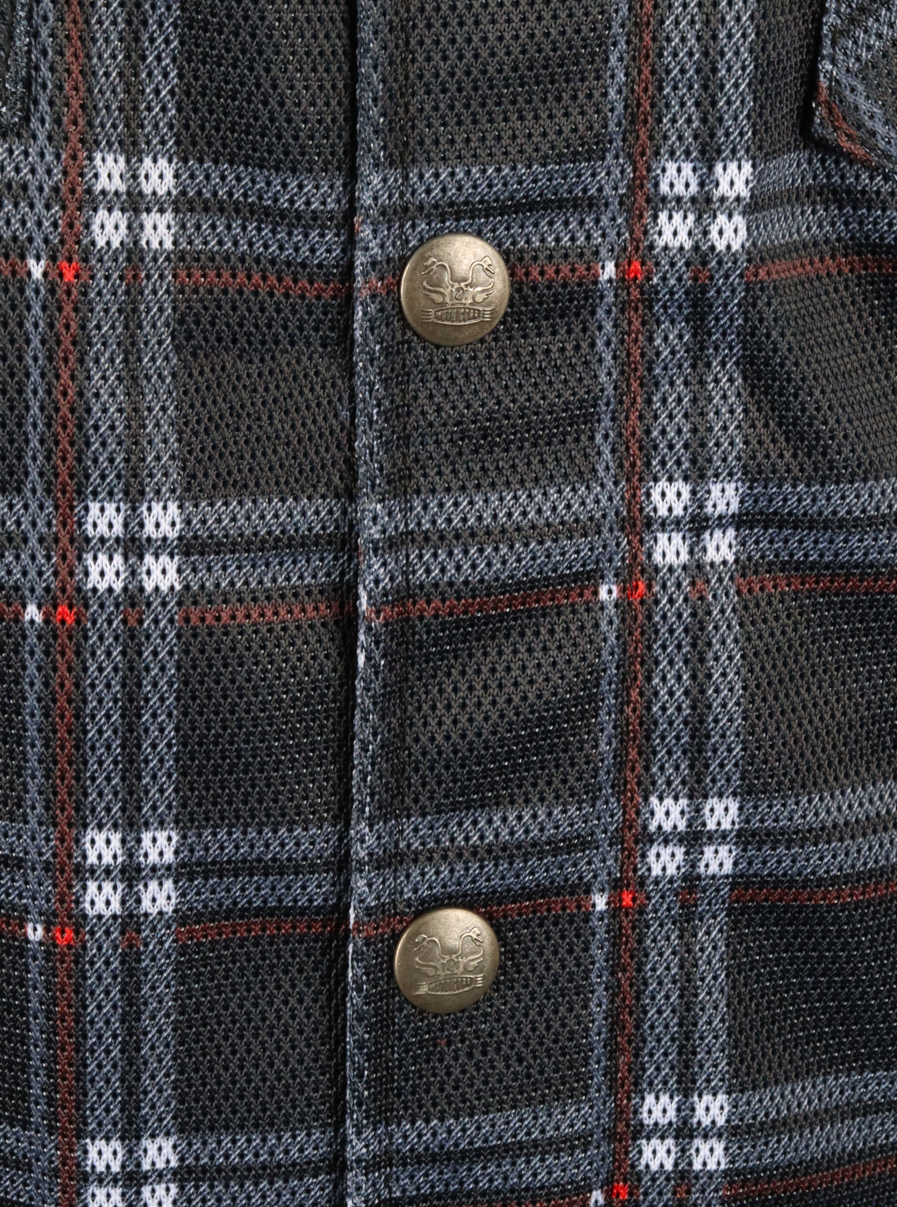 Mesh Shirt Dark Blue Check with Red Boxes