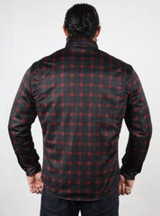 Mesh Shirt Red Lines on Black Check