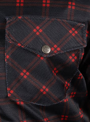 Mesh Shirt Red Lines on Black Check