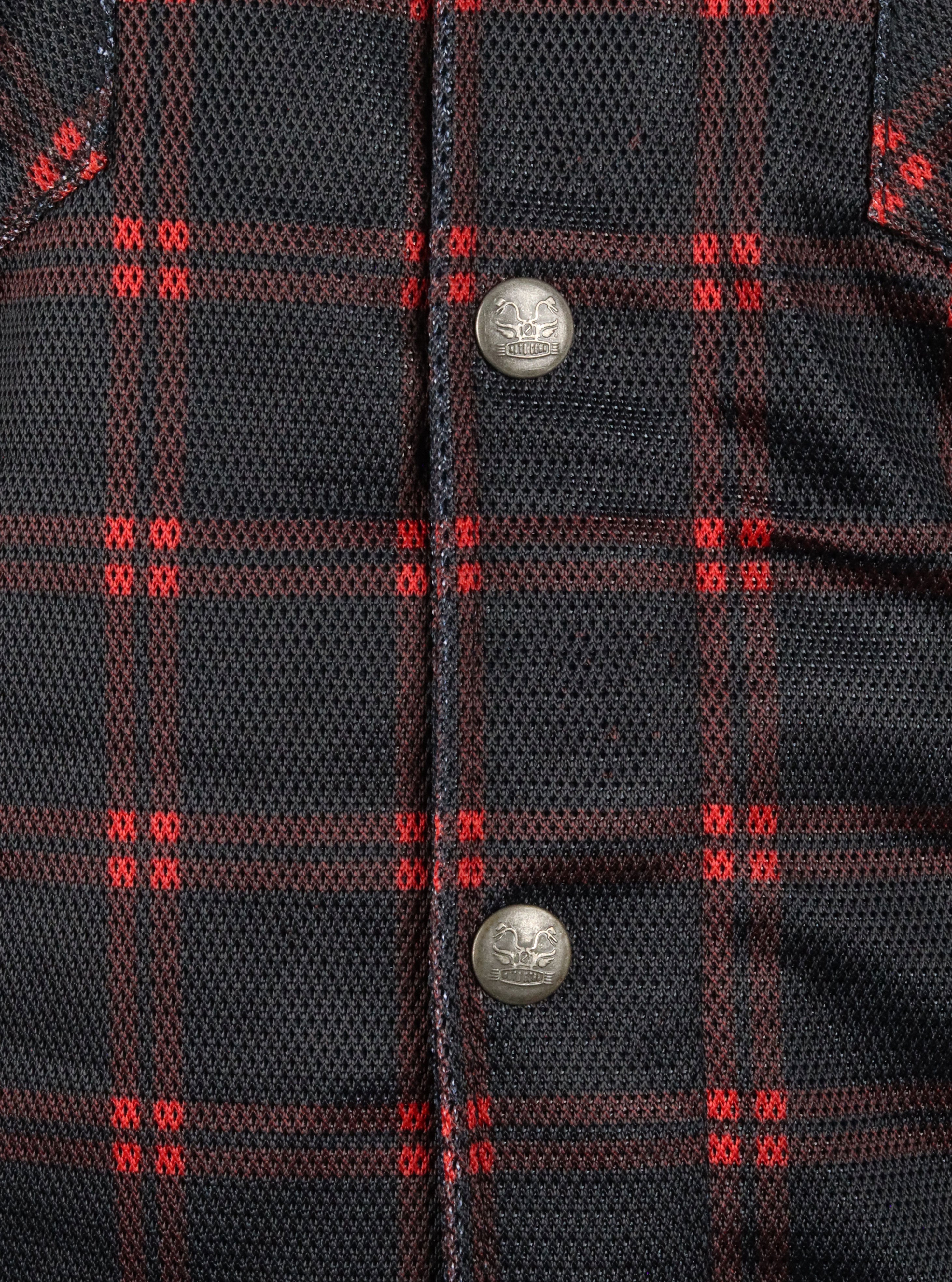 Mesh Shirt Red Lines on Black Check