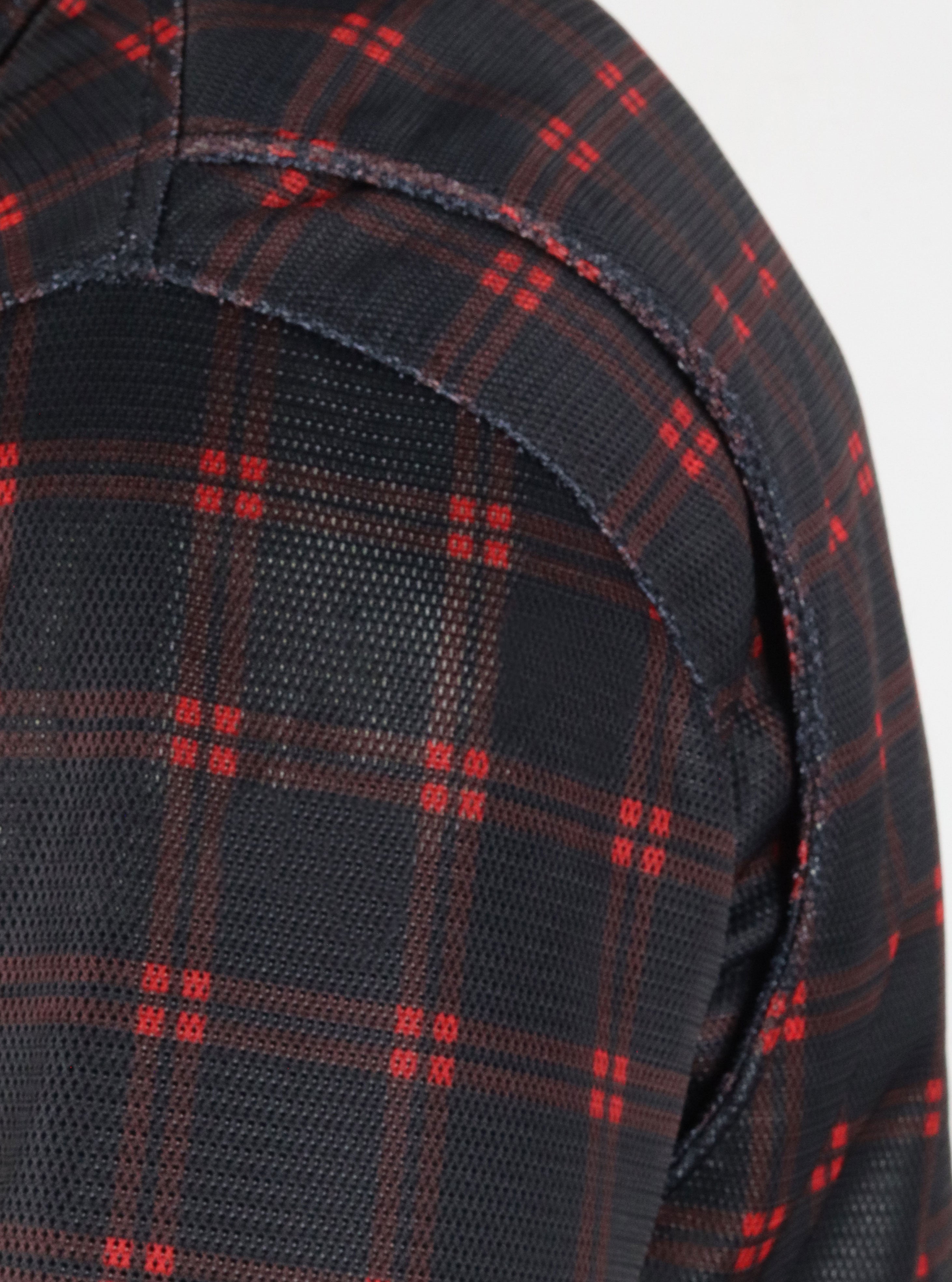Mesh Shirt Red Lines on Black Check