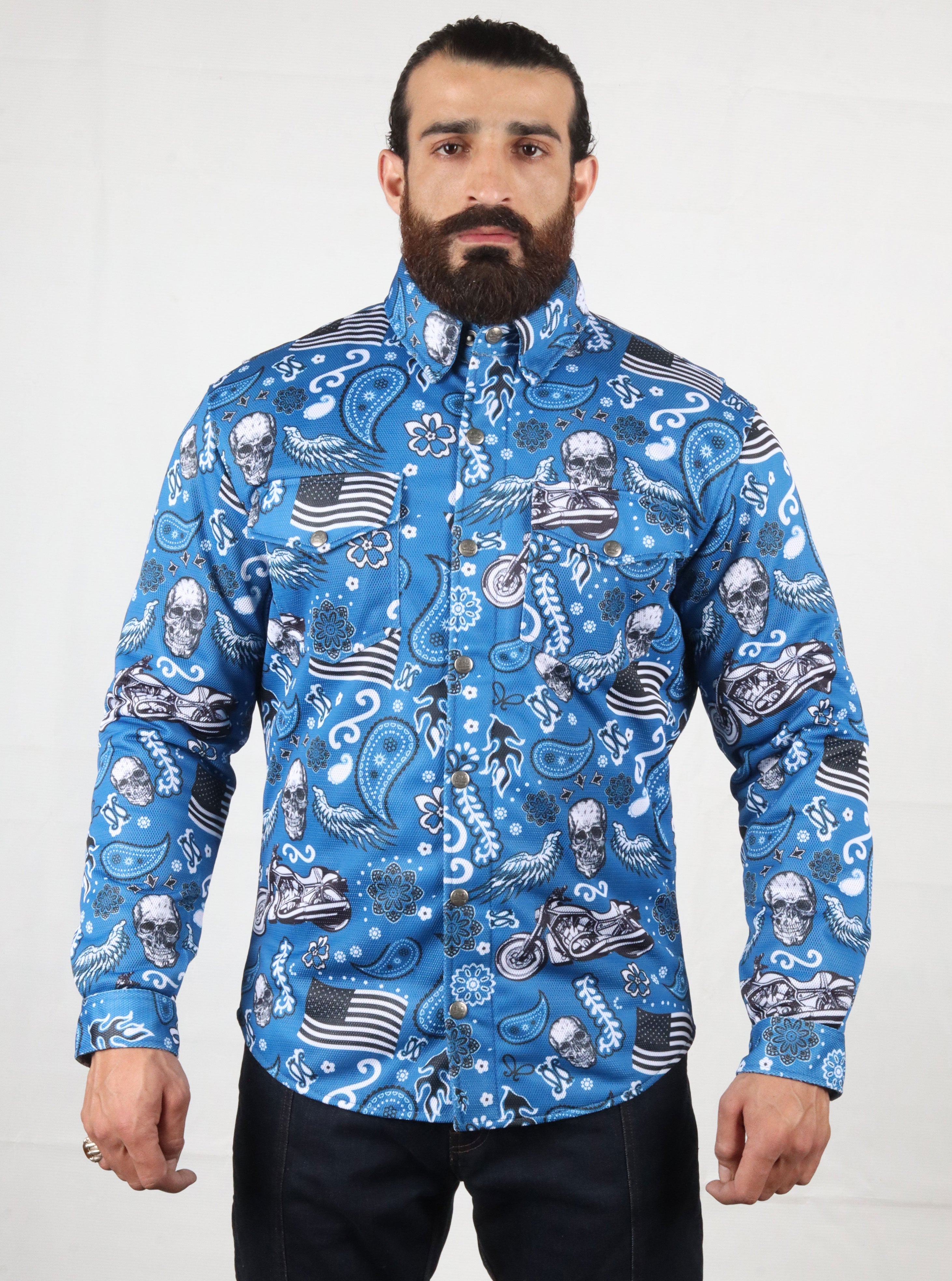 Skyline Skull Shield Summer Mesh Shirt