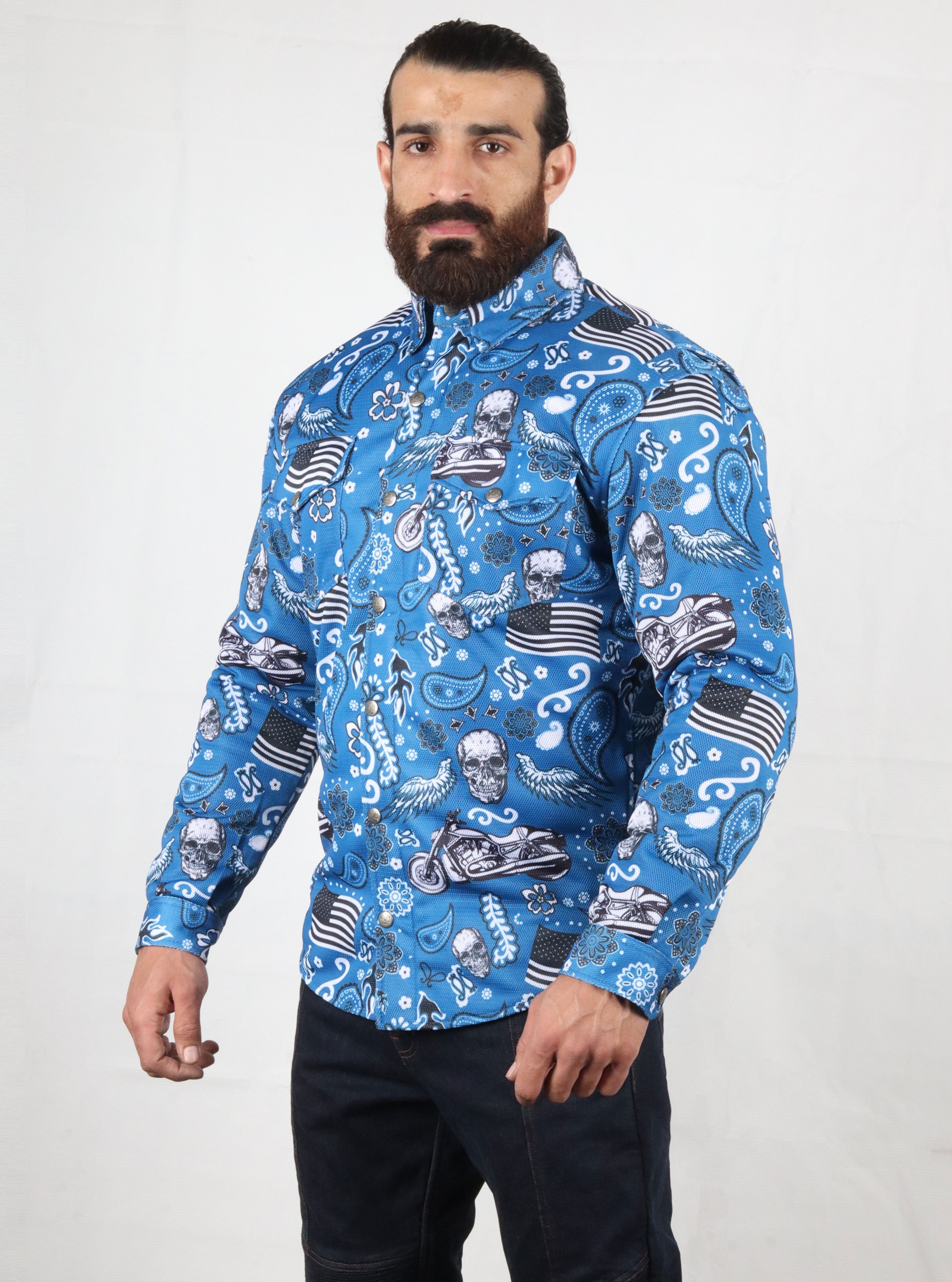 Skyline Skull Shield Summer Mesh Shirt