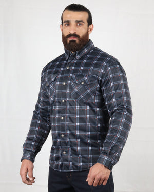 Mesh Shirt Dark Blue Check with Red Boxes