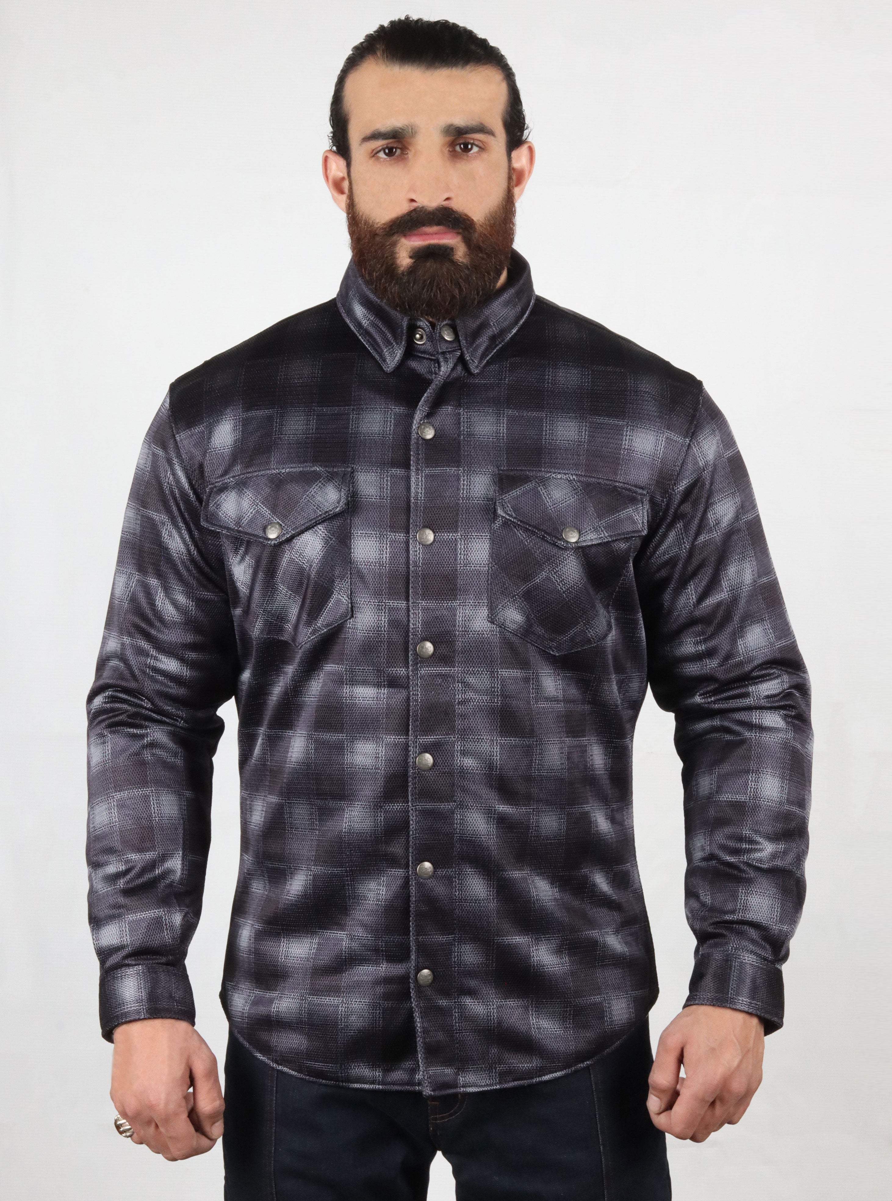 Mesh Shirt Check Grey & Black