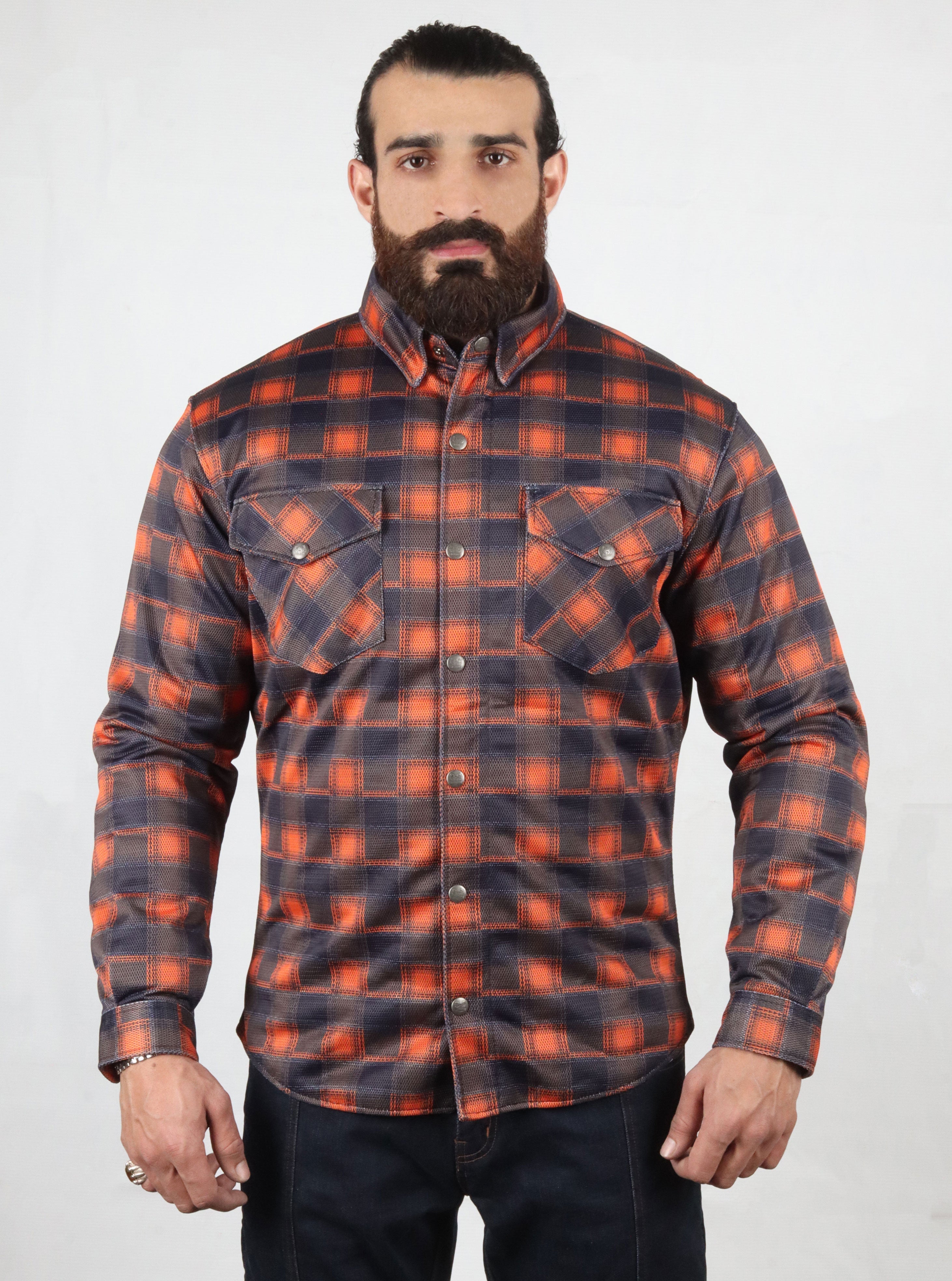 Mesh Shirt Orange Check
