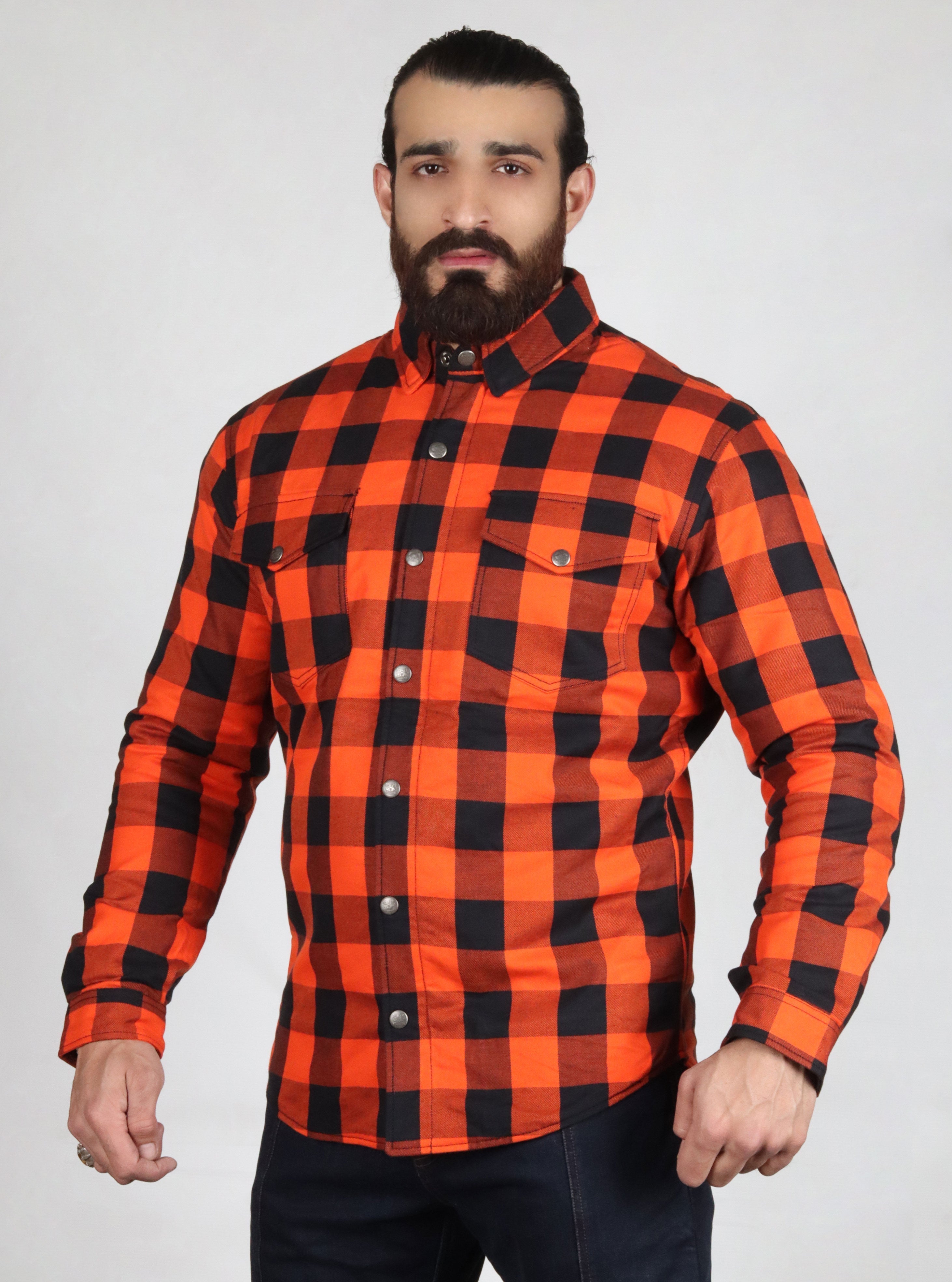 Orange and Black Flannel (Kevlar Lined) - CE AA Rated