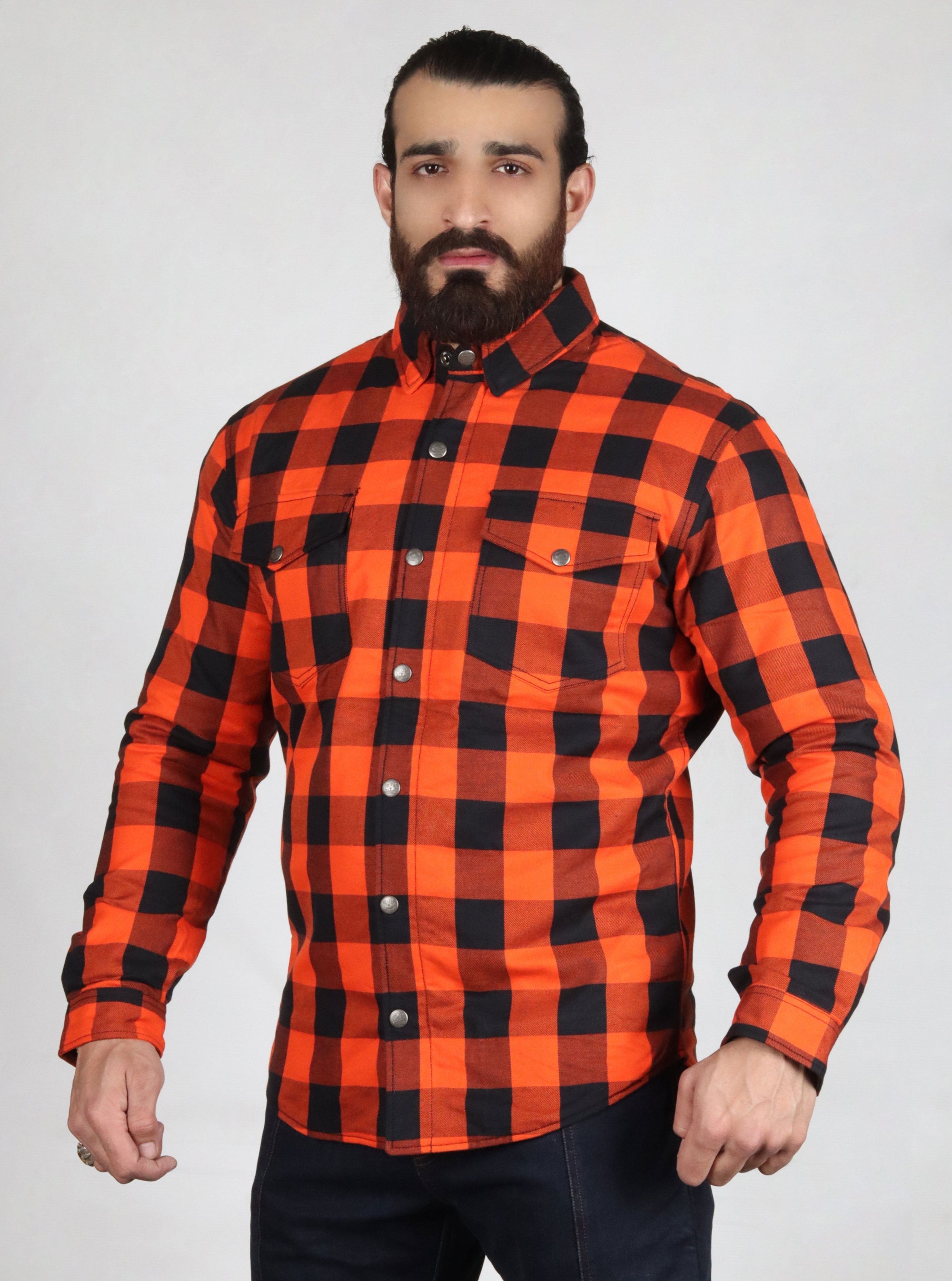 Orange and Black Flannel (Kevlar Lined) - CE AA Rated