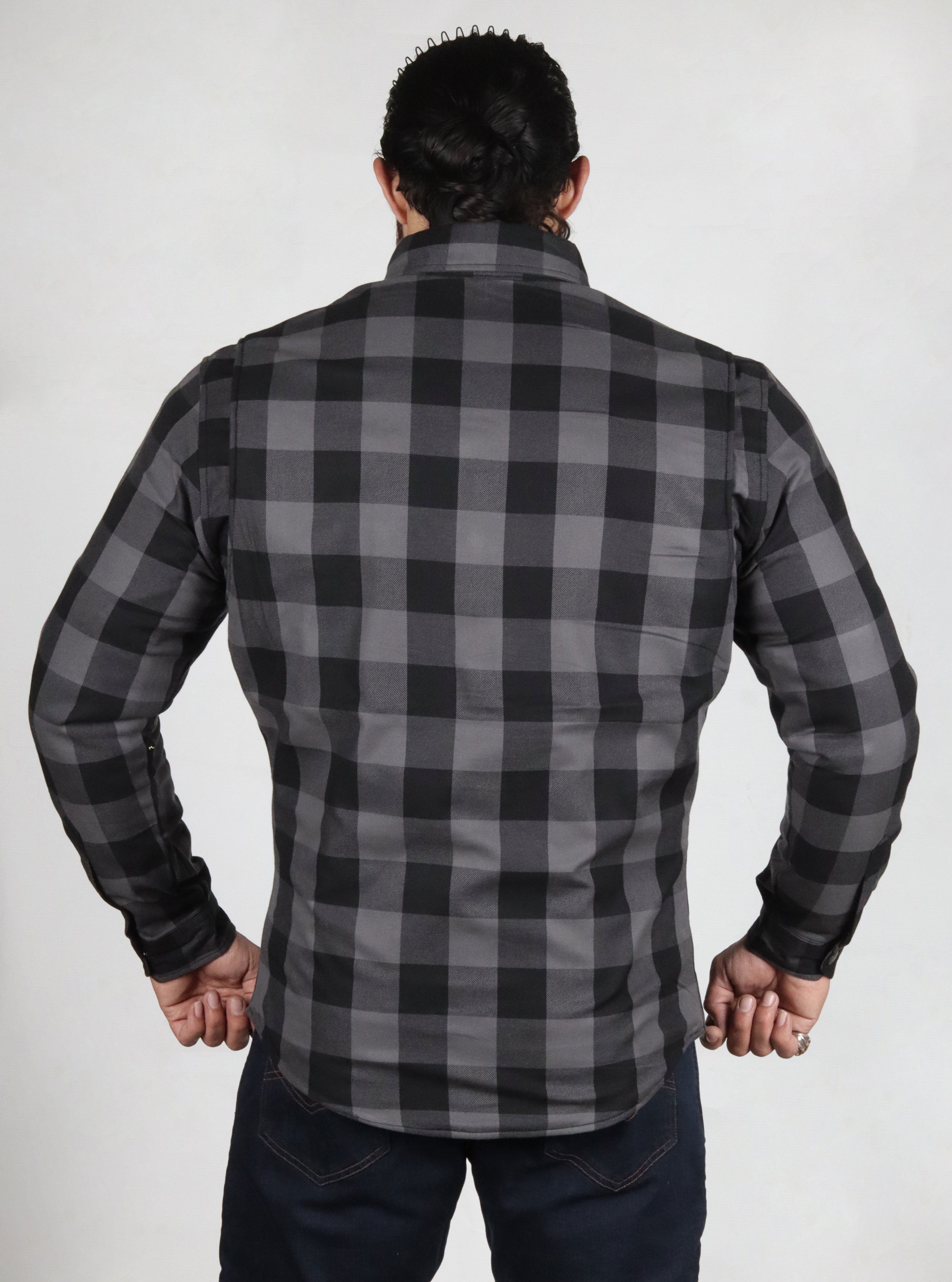 test product Kevlar Lined Flannel Shirt (Grey-Black) - CE AA Rated