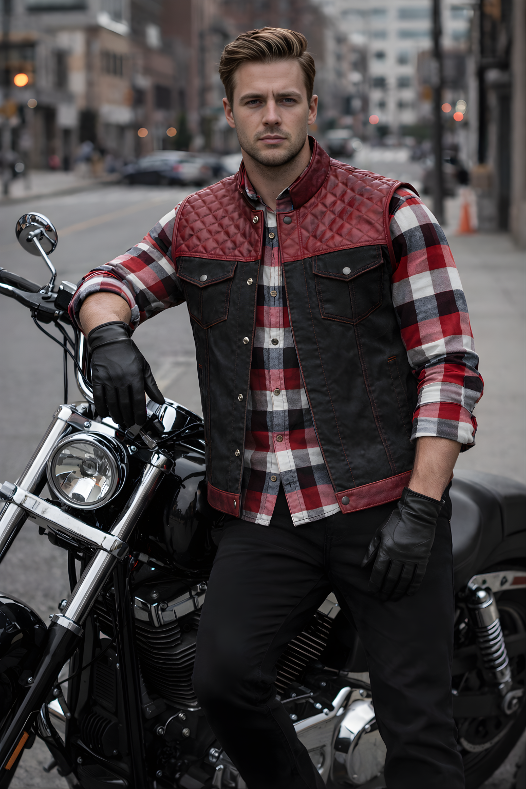 Leather Vest | Denim Combo
