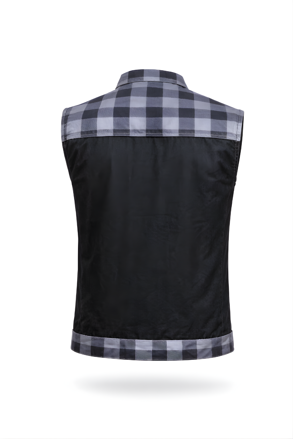 Denim style leather vest