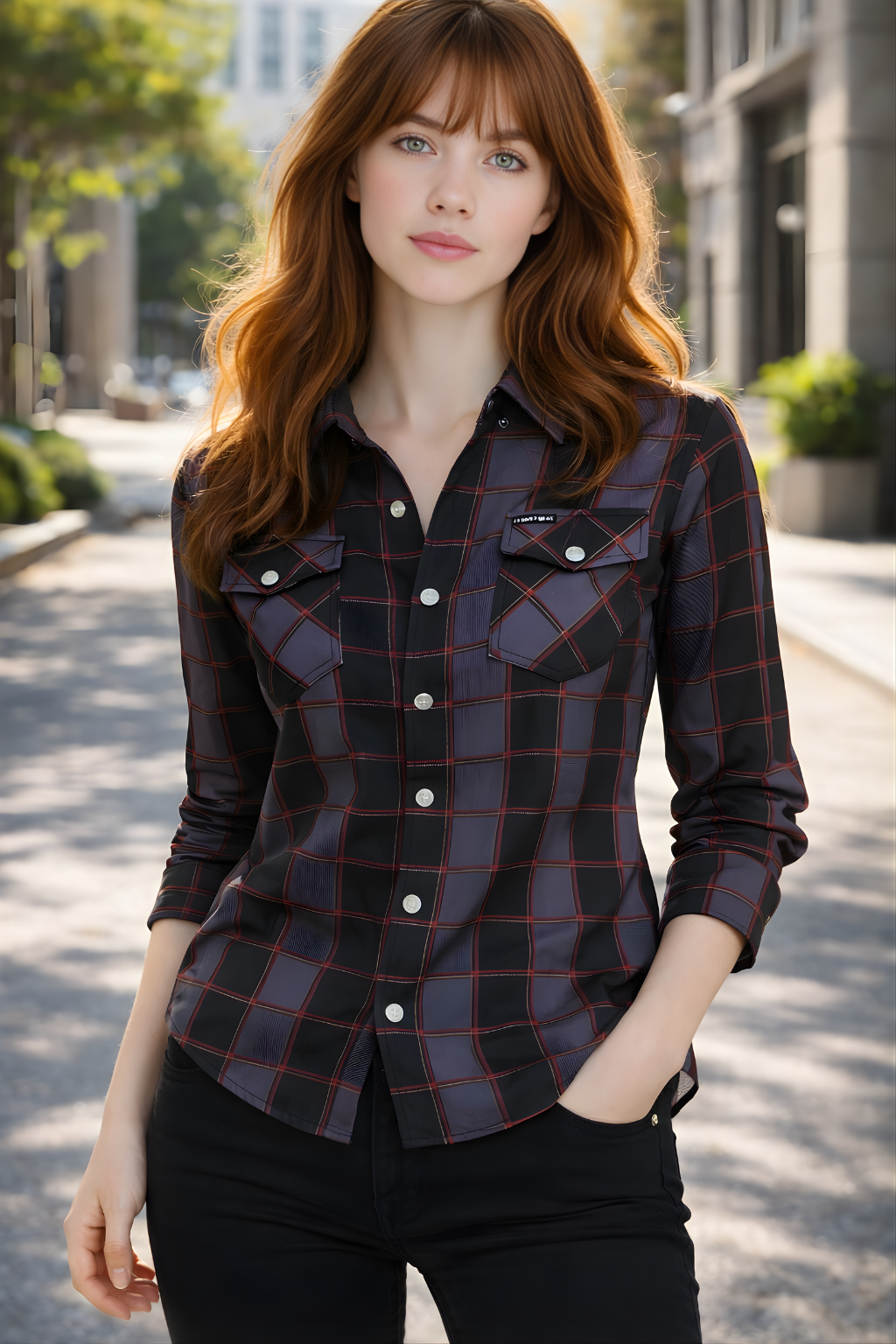 Women's Tartan Plaid Protective Mesh Shirt