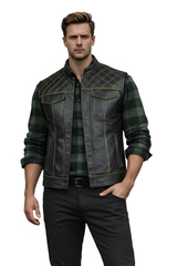 Motorbike Vest Black & green
