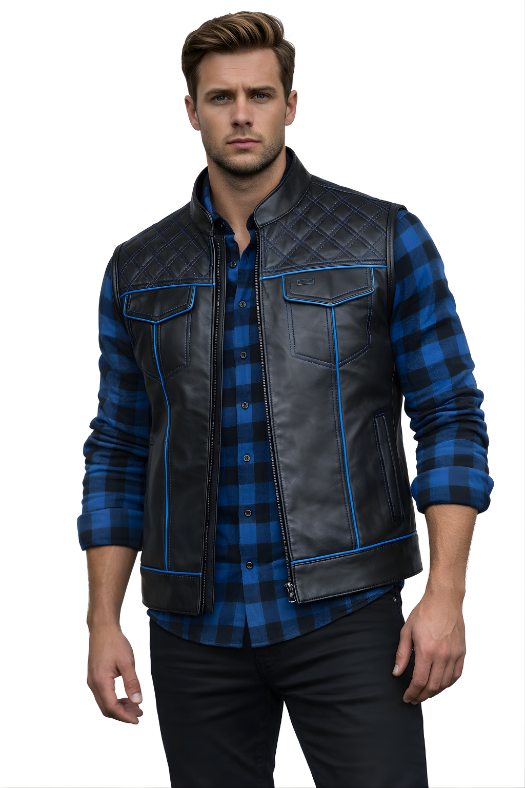 Motorbike Vest Blue & black