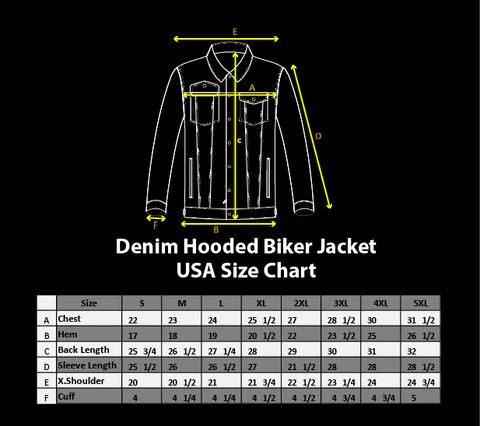 Men's Hooded Denim Jacket for Bikers Blue - OZ MOTOGEAR