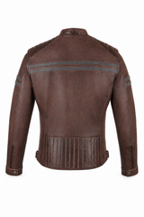 Men’s Leather Motorcycle Jacket Vintage Brown - OZ MOTOGEAR