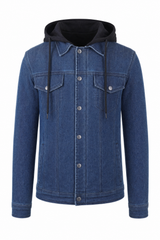 Men's Hooded Denim Jacket for Bikers Blue - OZ MOTOGEAR