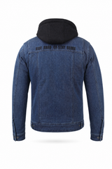 Men's Hooded Denim Jacket for Bikers Blue - OZ MOTOGEAR