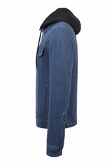 Men's Hooded Denim Jacket for Bikers Blue - OZ MOTOGEAR