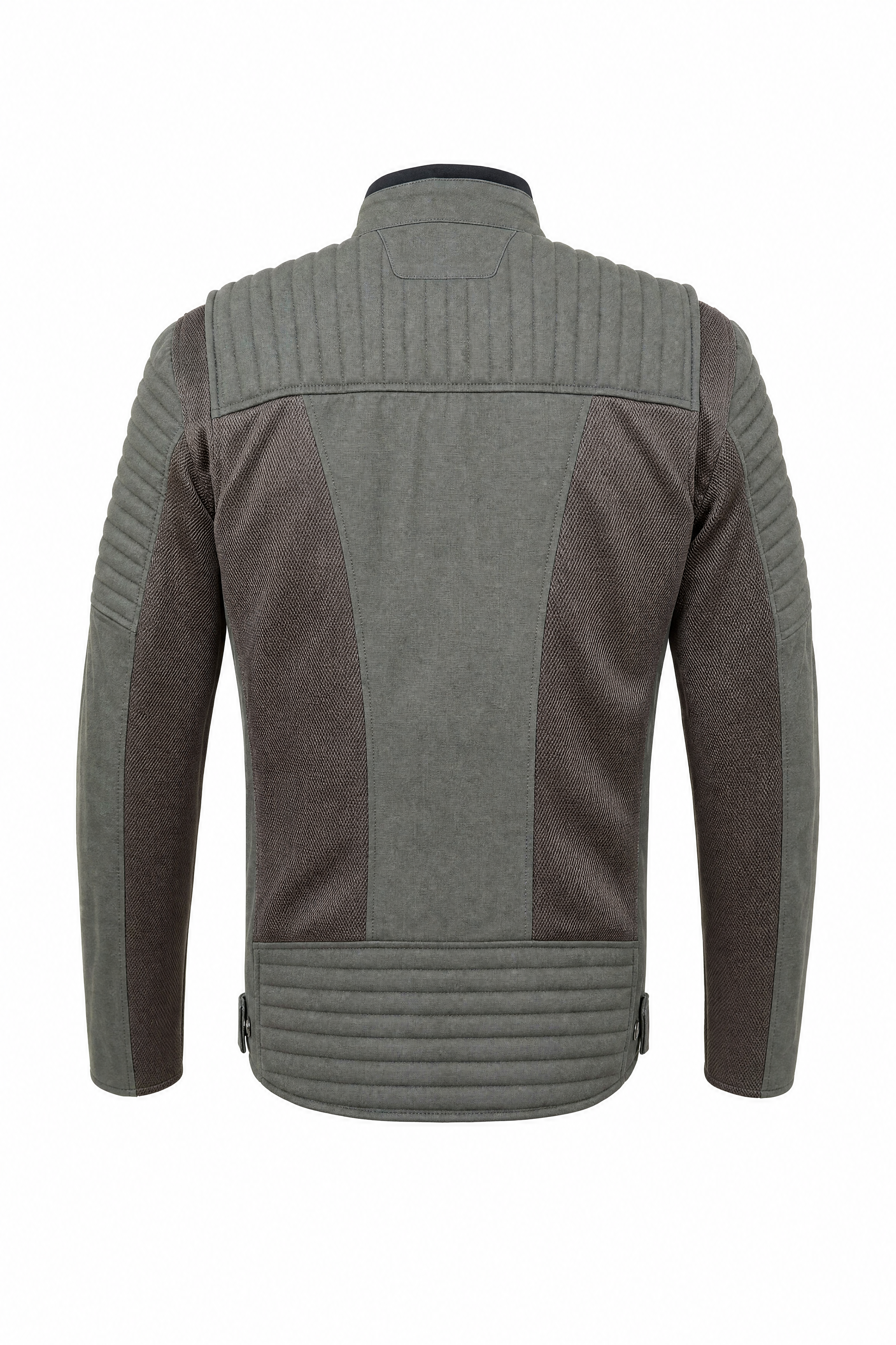 Men's Mesh Canvas Biker Jacket Dark Brown with Grey Accents - Level 2 Protection - OZ MOTOGEAR