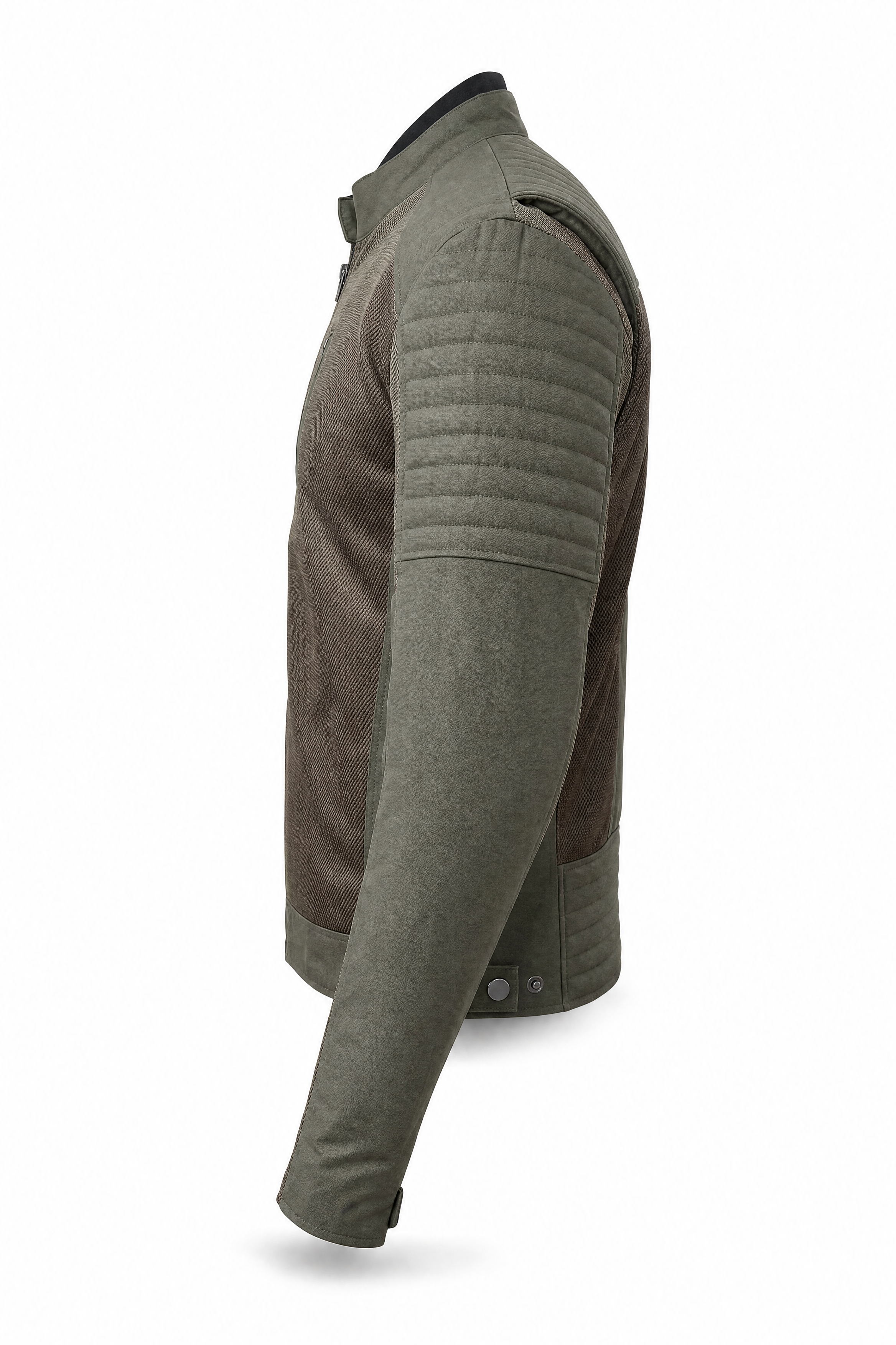 Men's Mesh Canvas Biker Jacket Dark Brown with Grey Accents - Level 2 Protection - OZ MOTOGEAR
