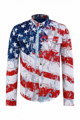 Men`s American Patriot Summer Mesh Shirt Distressed Americana - Level 2 Protection - OZ MOTOGEAR