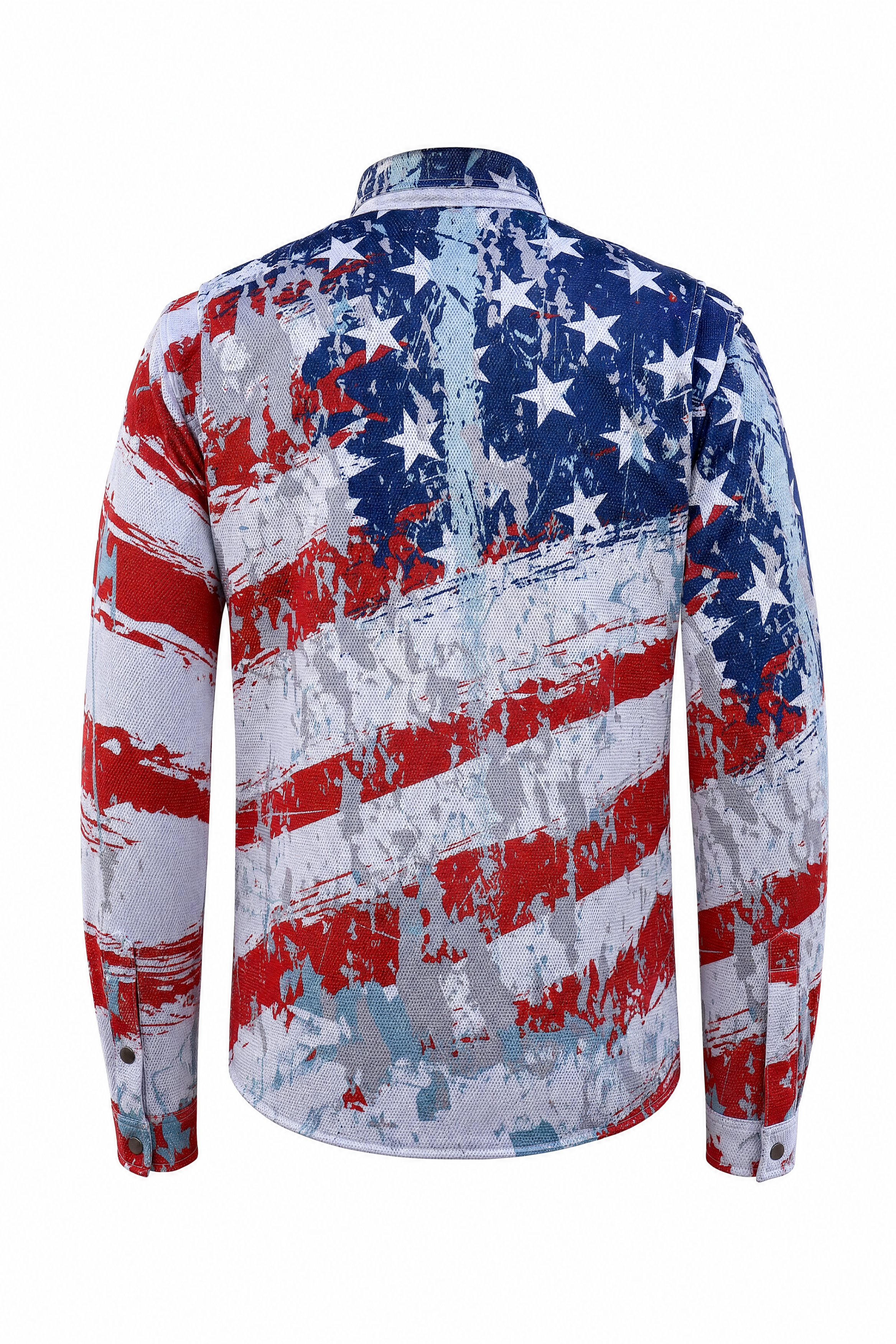 Men`s American Patriot Summer Mesh Shirt Distressed Americana - Level 2 Protection - OZ MOTOGEAR