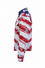 Men`s American Patriot Summer Mesh Shirt Distressed Americana - Level 2 Protection - OZ MOTOGEAR