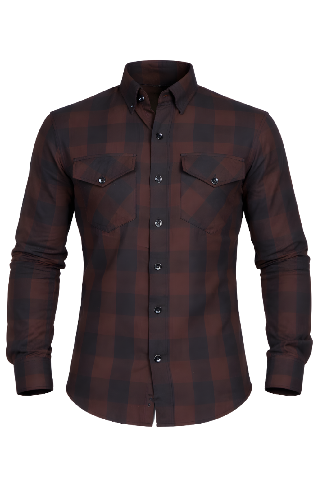 Men's Motorcycle Flannel Shirt Dark Brown - Level 2 Protection - OZ MOTOGEAR