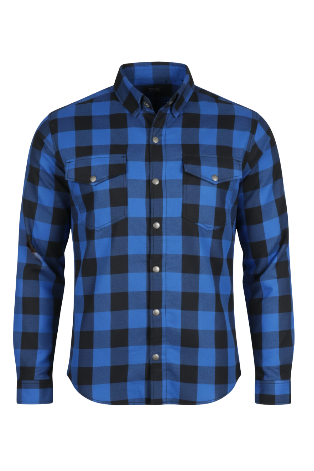 Blue and Black CE AA Armored Motorcycle Flannel Shirt – Kevlar Reinforced Motorcycle Riding Shirt with Armor
