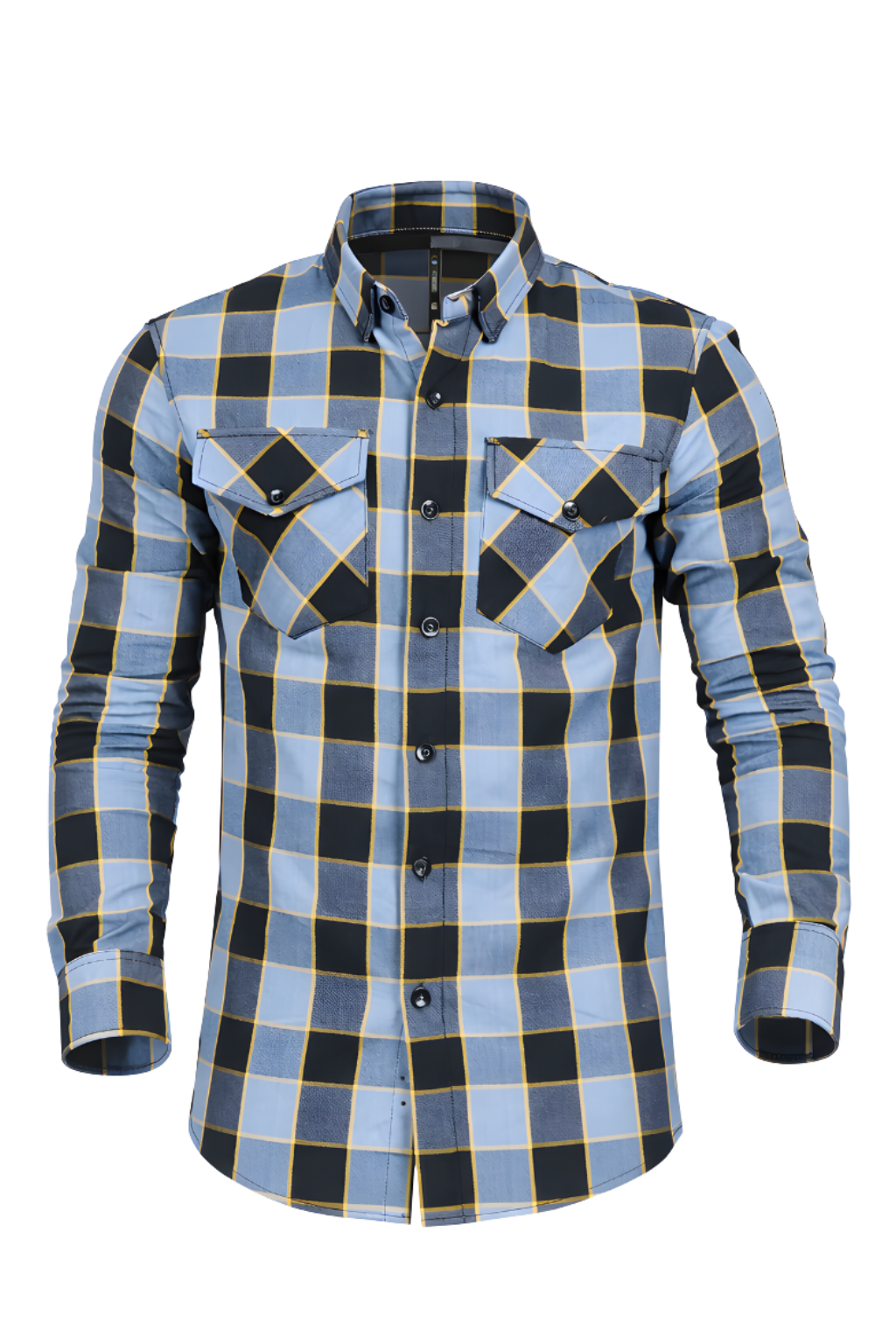Men's Motorcycle Flannel Shirt Light Blue & Black - Level 2 Protection - OZ MOTOGEAR