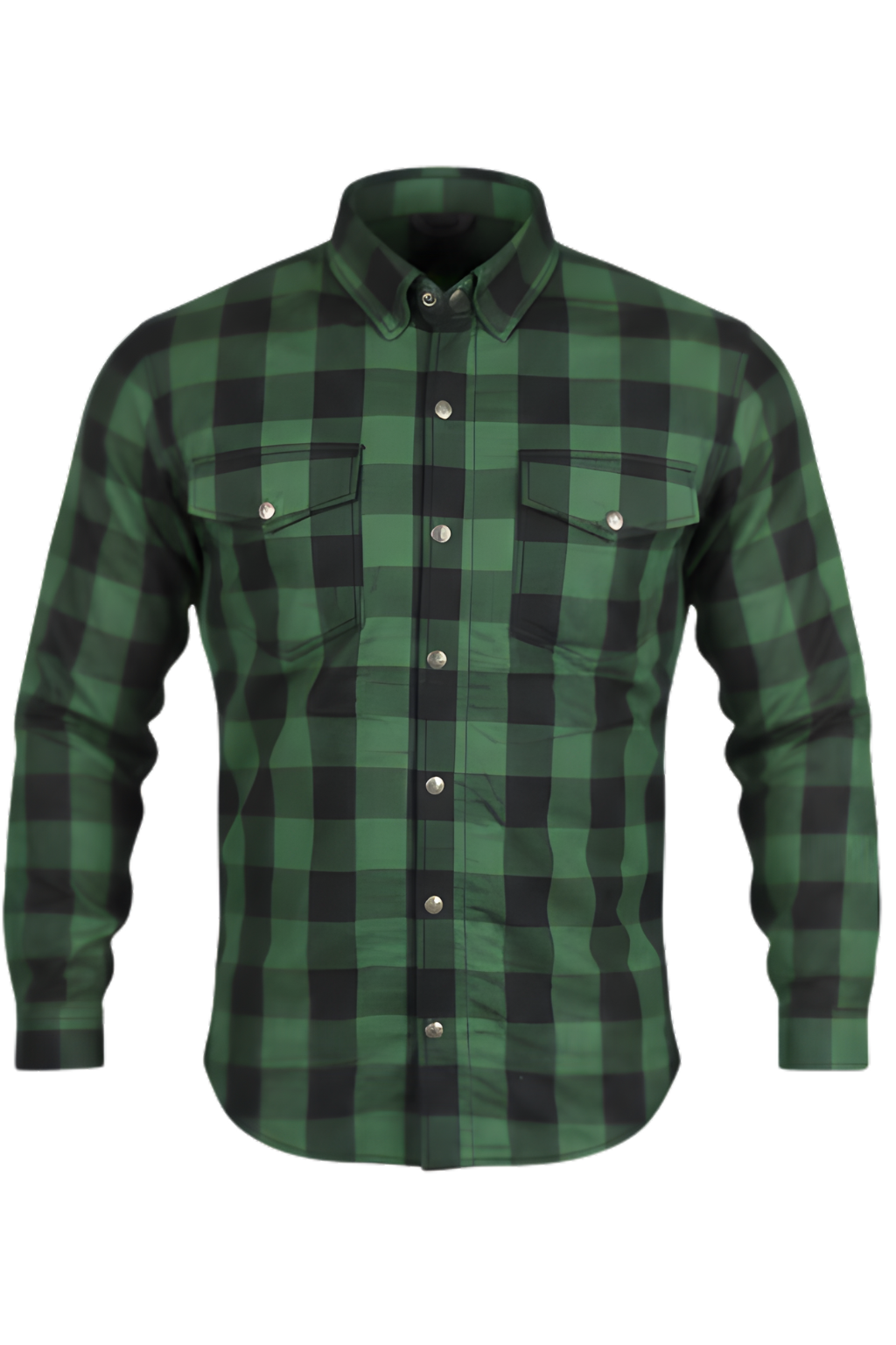 Men's Motorcycle Flannel Shirt CE AA Certified Black & Green - OZ MOTOGEAR
